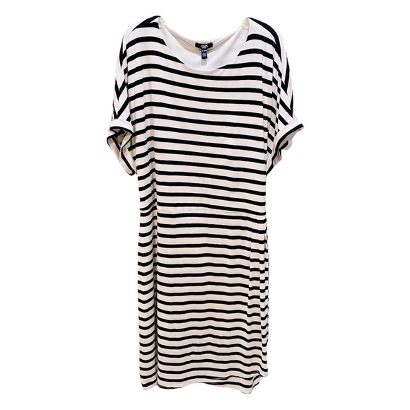 Chaps Crewneck Knit Dress Size 3X Black and White NWT NEW! - Picture 1 of 12